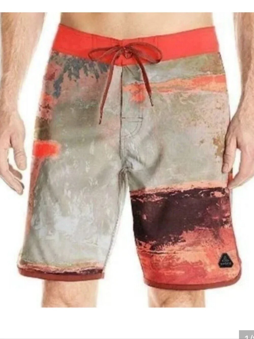 Prana High Seas Boardshorts Size 40 9in Inseam Orange Gray Gorpcore Swim Surf